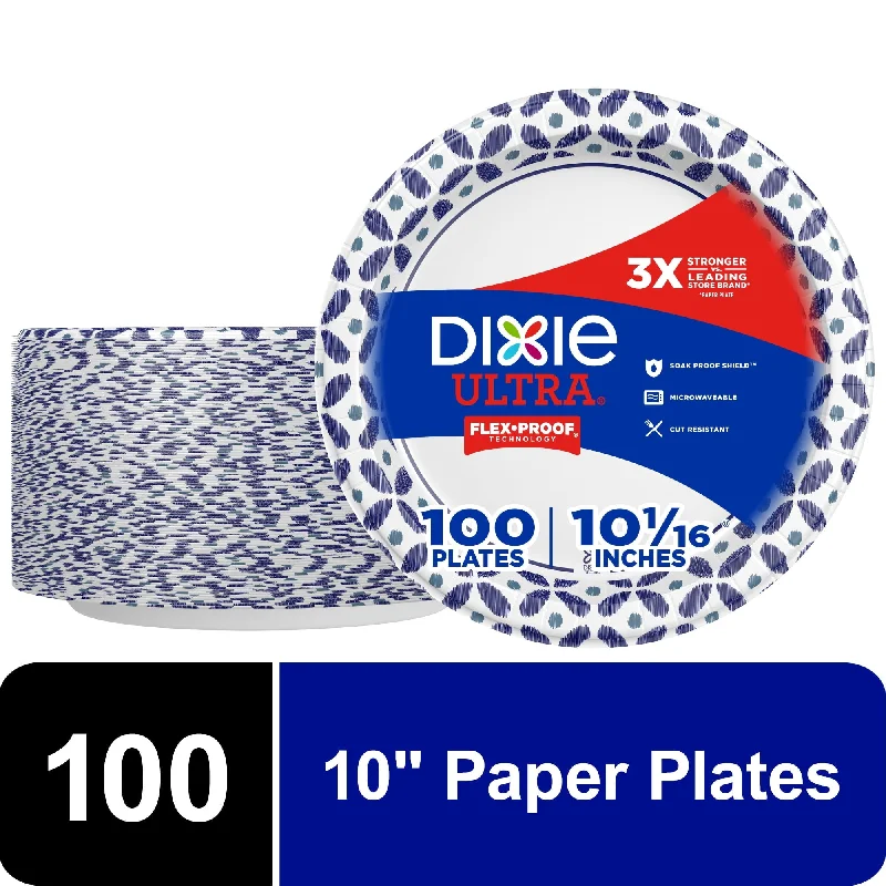 disposable dinner plates for birthday parties-Dixie Ultra Disposable Paper Plates, Multicolor, 10 in, 100 Count