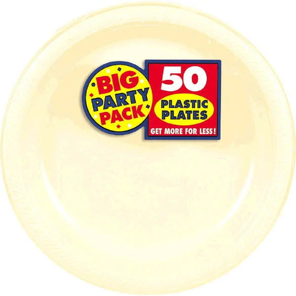 disposable plastic plates for large gatherings-PLASTIC PLATES  VANILLA 7"   50PCS/PKG