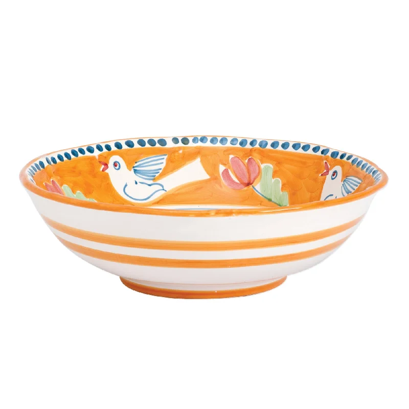 eco-conscious dinnerware for home use-Vietri Campagna Uccello (Bird) Large Serving Bowl