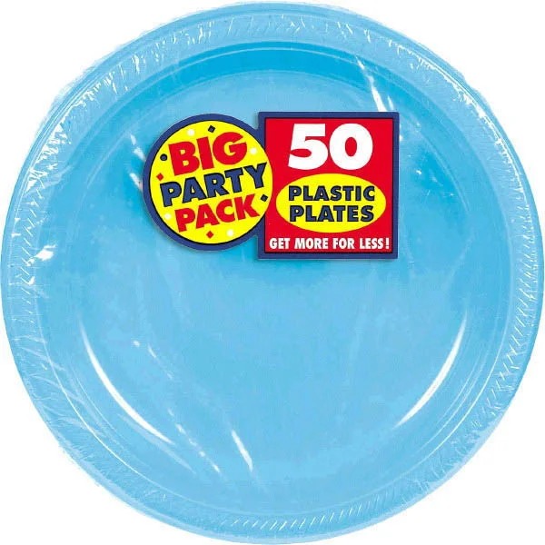 dinnerware set for sophisticated gatherings-PLASTIC PLATES CARRIBEAN BLUE  10.25"  50PCS/PKG