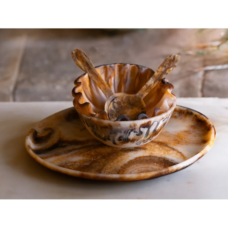 disposable dinner plates for birthday parties-Tortoiseshell Salad Bowl Dia 11.80" - Tortoiseshell