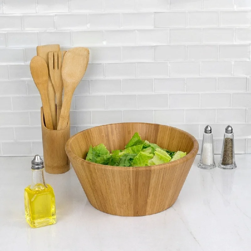 dinner plates with matching mugs and bowls-Bamboo Salad Bowl