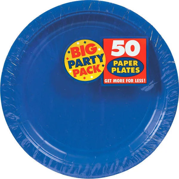 reusable dinnerware for eco-conscious families-PAPER PLATE ROYAL BLUE 8.5" 50CT.