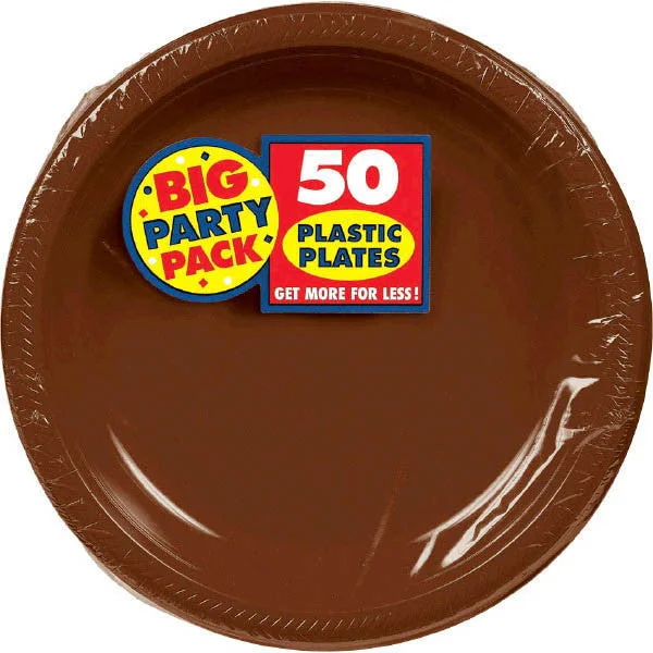 modern dinnerware with minimalist style-PLASTIC PLATES   BROWN 7"     50PCS/PKG