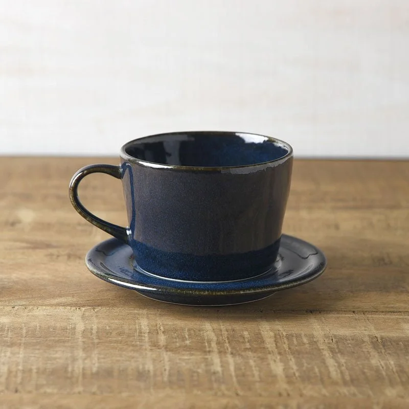 unique photo mugs for gift giving-Deep Scandinavian Blue - Tea Cup & Saucer