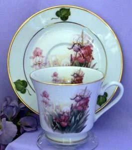 stylish coffee cups for office use-Catherine Porcelain Tea Cup and Saucer Set of 2 - Iris