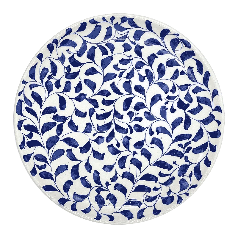 colorful dinner plates for gatherings-Navy Blue Scroll Charger Plate