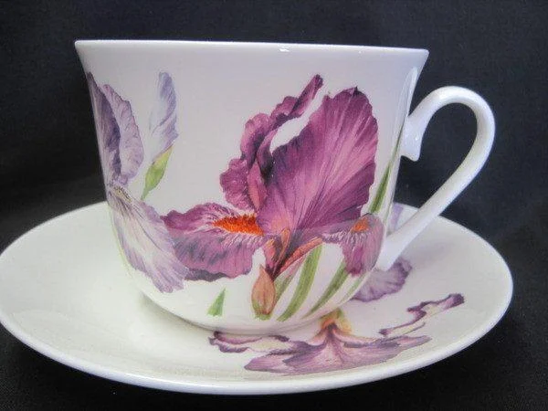 stylish coffee cups for home use-Iris English Bone China Tea Cups Set of 2