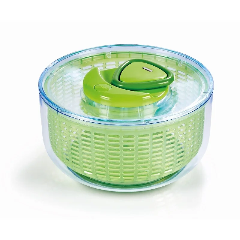 eco-friendly bamboo plates for dining-Zyliss Easy Spin Salad Spinner, Large, Green/White