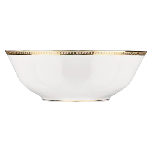 dinnerware set with matching glasses-Christofle Malmaison Gilded Porcelain Salad Serving Bowl Gold