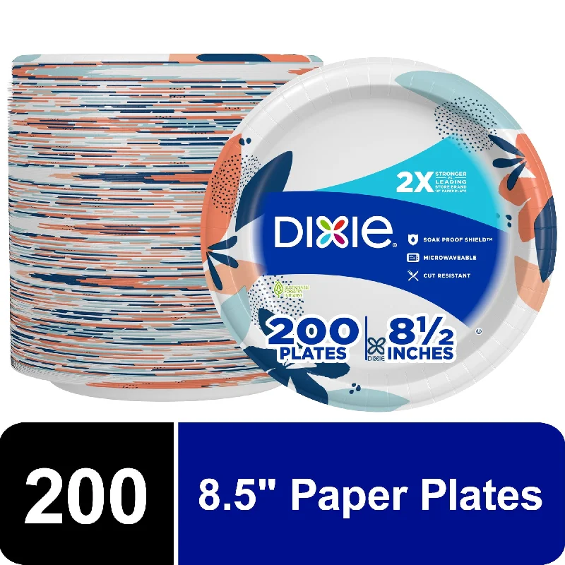 set of eco-friendly dinner plates-Dixie Disposable Paper Plates, Multicolor, 8.5 in, 200 Count