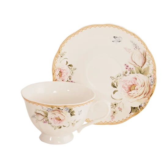 large custom mugs for corporate events-Blush Pink Rose Bouquet Wholesale Priced Porcelain Teacups and Saucers Set of 6 Tea Cups and 6 Saucers