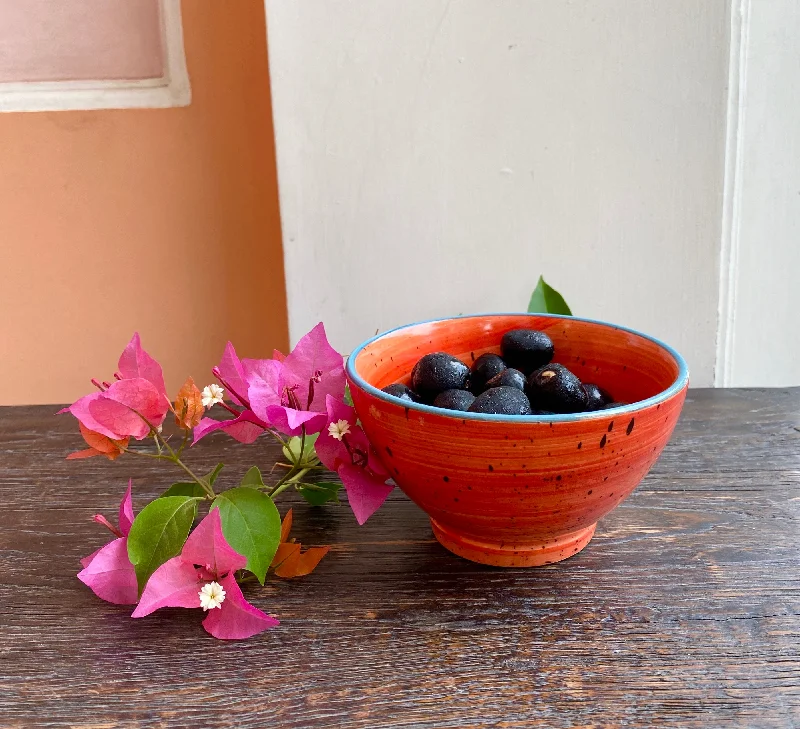 rustic stoneware dinnerware set-Bright orange PK bowl in size 3