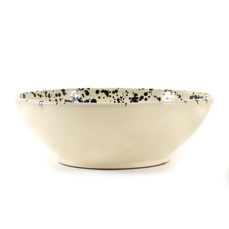 minimalist dinnerware with clean lines-Puglia Black Splatter Large Salad Bowl, 28cm