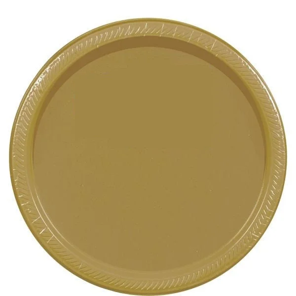 eco-friendly dinner plates with intricate designs-PAPER PLATE GOLD 6.75"   20CNT