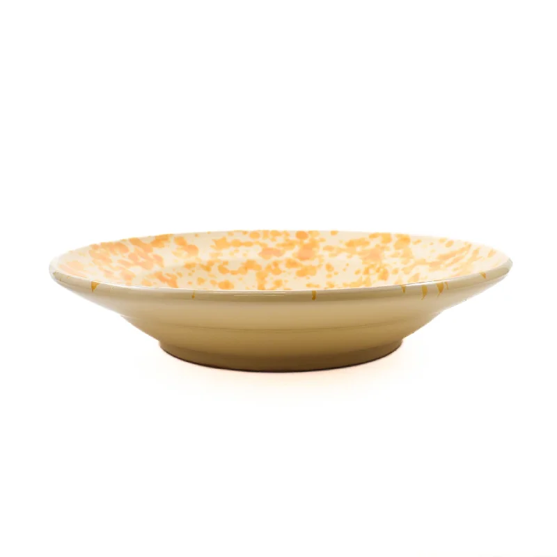 dinnerware set with matching soup bowls-Puglia Dark Yellow Splatter Pasta Bowl, 29cm