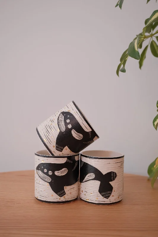 stylish insulated mugs for work-BAIYA Studio Handmade Gold Decor Orca Cup