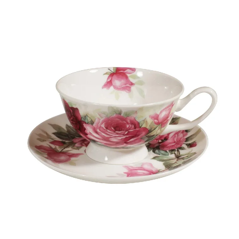 unique photo mugs for gift giving-English Rose Bone China Tea Cup (Teacup) and Saucer