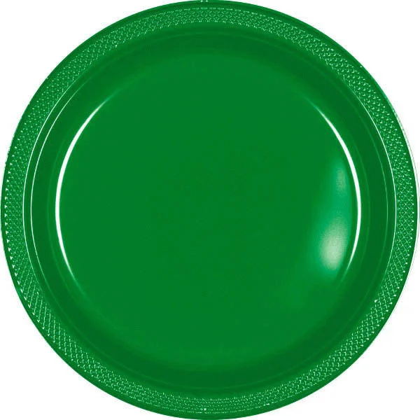 unbreakable dinnerware set for kids-PLATE - FESTIVE GREEN 10 1/4" PLASTIC 20 CT/PKG