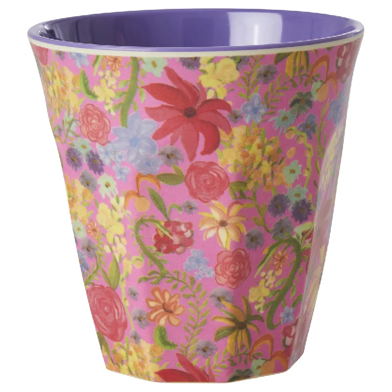 best mugs for hot beverages in winter-Rice DK Melamine Cup with Swedish Flower Print - Medium - 250ml