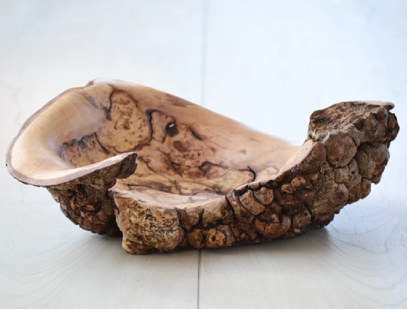 reusable outdoor dinnerware set-carved hickory burl bowl