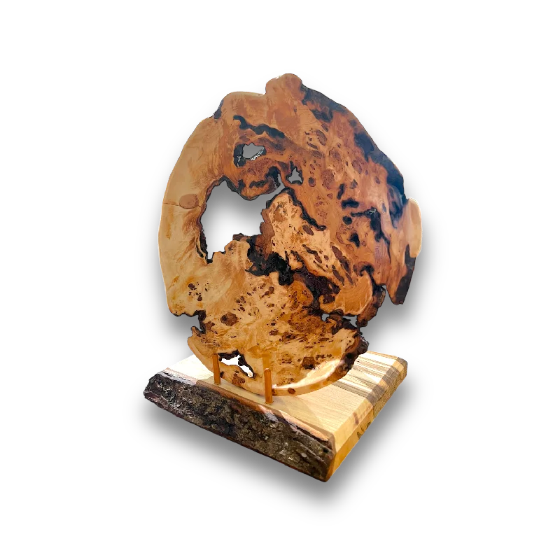 modern dinnerware with minimalist style-Sprungwood Maple Burl Bowl w/Stand (#29)