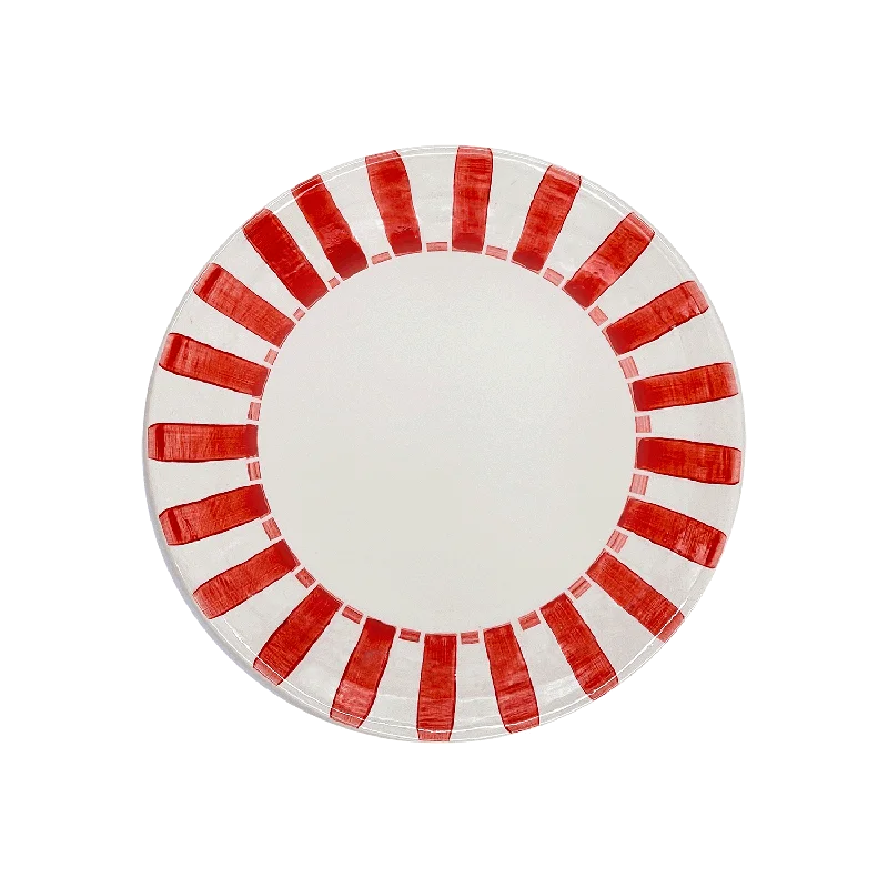 casual dinnerware with modern accents-Red Stripes Side Plate