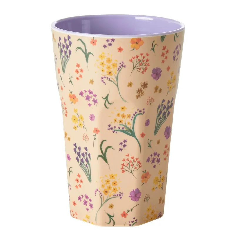 large travel mugs with custom logos-Rice DK Melamine Cup with Wild Flower Print - Two Tone - Tall