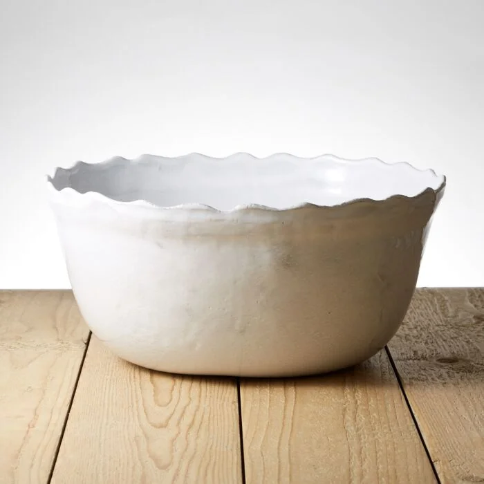 unbreakable dinnerware for kids-Astier De Villatte Emilie Serving Salad Bowl