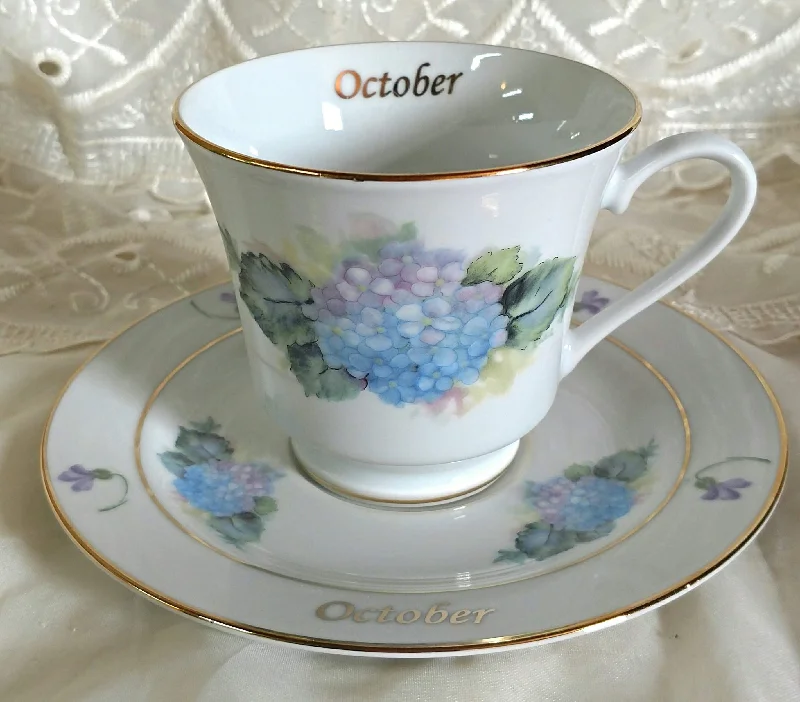 stylish coffee mugs for special occasions-Flower of the Month Birthday Teacup - October