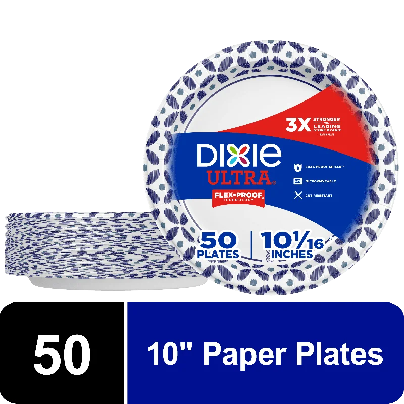 dinnerware set for family meals-Dixie Ultra Disposable Paper Plates, Multicolor, 10 in, 50 Count