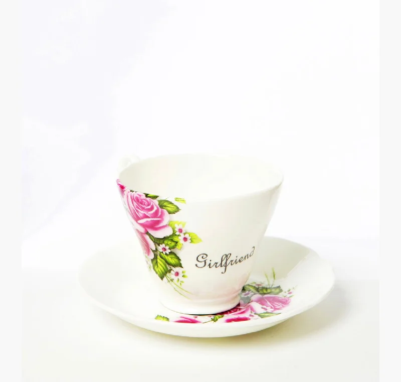 cute coffee cups with motivational phrases-Commissioned personalised Tea Cup & Saucer in fine bone china