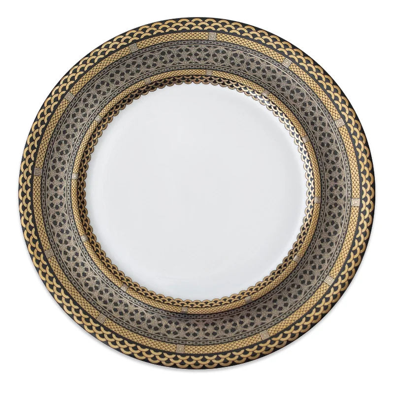 modern dinner plates with a sleek design-Hawthorne Onyx Gold & Platinum Charger Plate