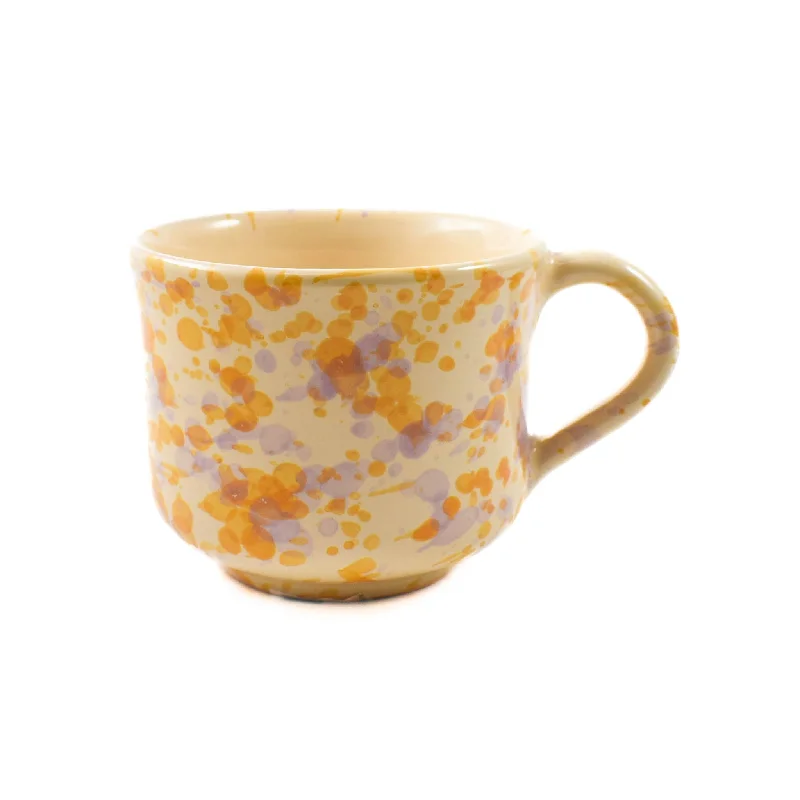 colorful dinner plates for gatherings-Puglia Lilac and Yellow Splatter Mug