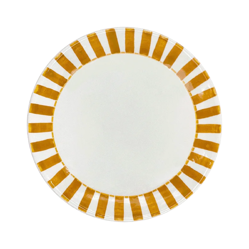 dinner plates with elegant patterns-Yellow Stripes Dinner Plate