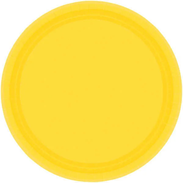 dinner plates with floral accents-PAPER PLATE YELLOW SUNSHINE   8.5"    20CNT