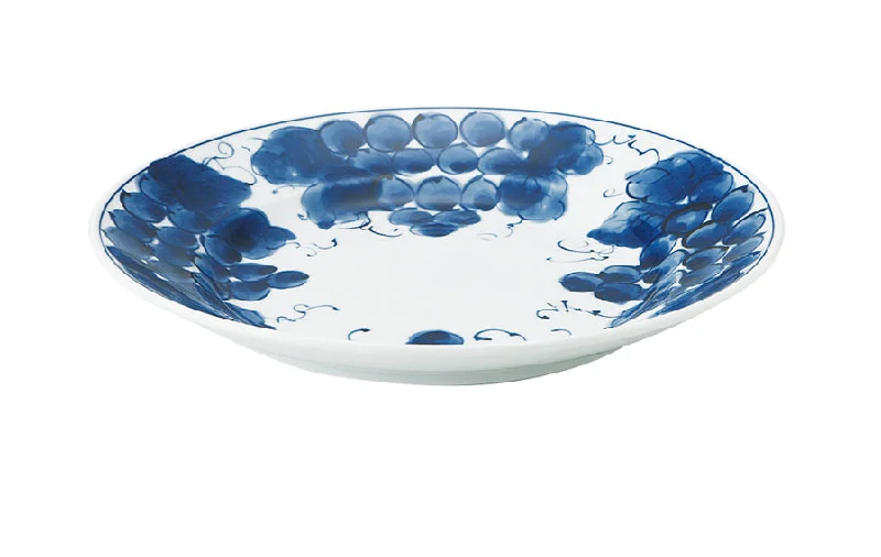 eco-friendly dinnerware for intimate dinners-Blue and White Dinner Plate - Grape