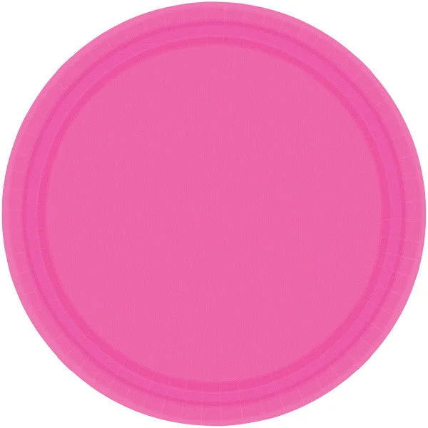 formal dinner plates with matching bowls-PAPER PLATE BRIGHT PINK   8.5"    20CNT