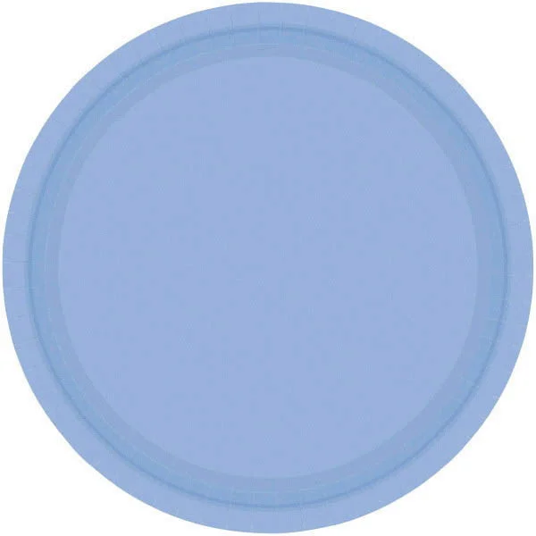 porcelain dinner plates for upscale events-PAPER PLATE PASTEL BLUE   8.5"     20CNT