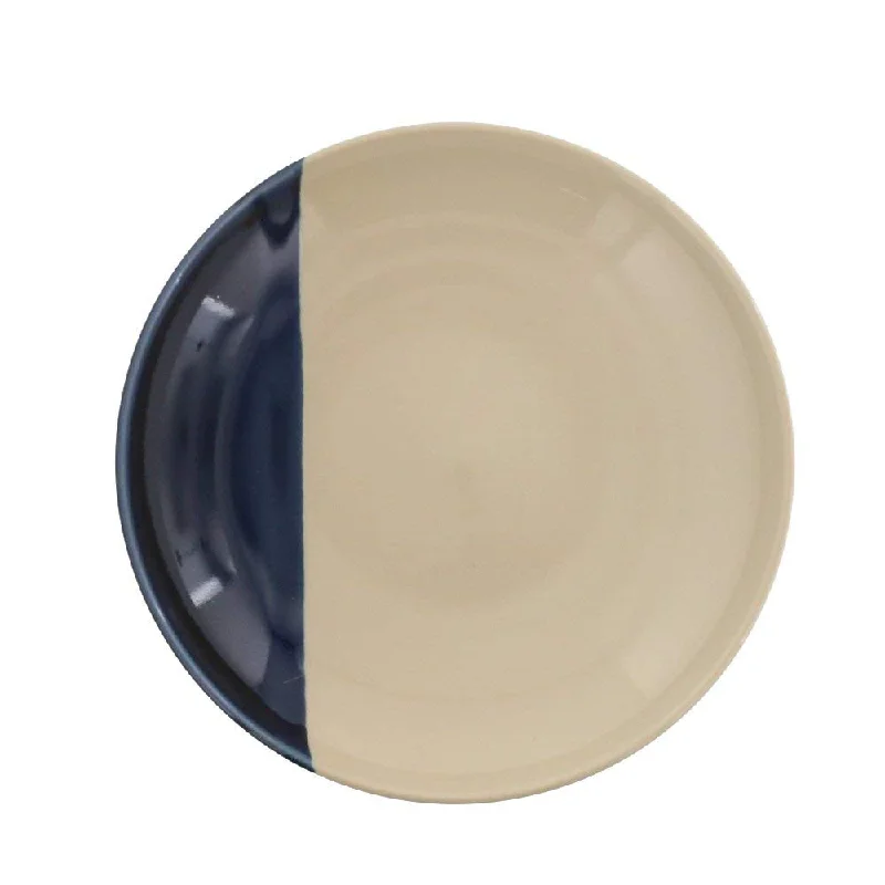 formal dinnerware for hosting guests-Estmarc Round Dinner Plate - Navy Blue/Beige