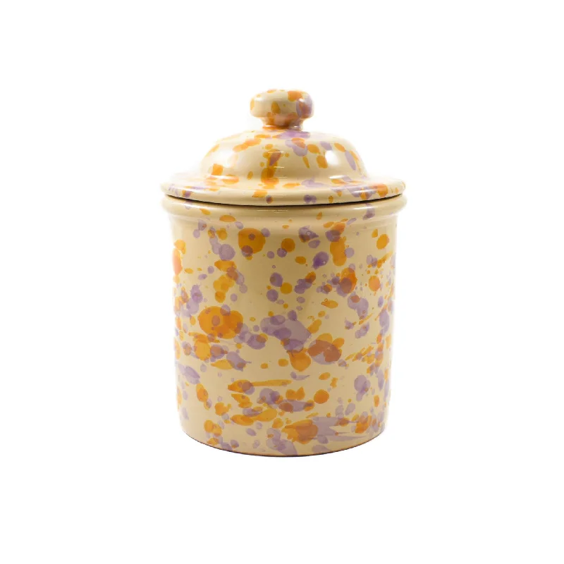 elegant porcelain dinner plates set-Puglia Lilac and Yellow Splatter Storage Jar, 15cm