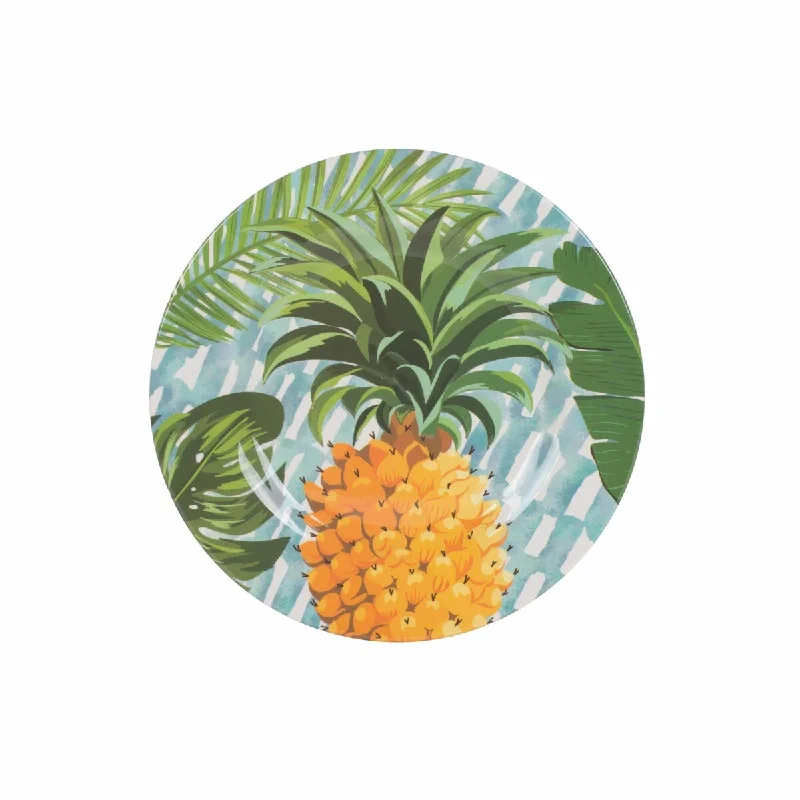 casual dinnerware with modern accents-Fitz & Floyd Tropical Fun Melamine Salad Plate Pineapple Motif - 8.75-In