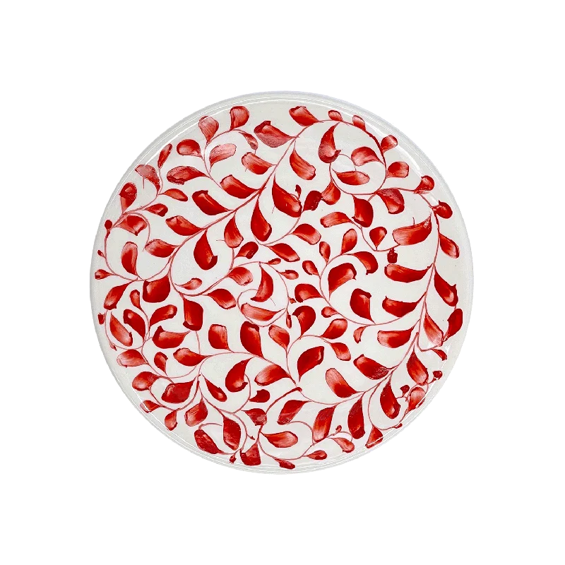 simple and elegant stoneware plates-Red Scroll Side Plate