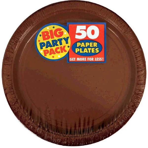 outdoor dinner plates for camping meals-PAPER PLATE BROWN 7" 50CT