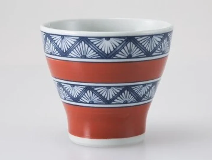 unique coffee mugs for summer-Saikai Ceramics: Vermilion Pattern Tea Cup