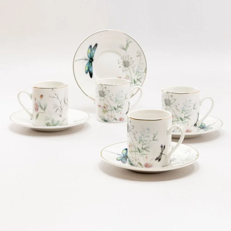 funny coffee cups for office parties-Childrens Dragonfly Garden Demi Teacups Tea Cups and Saucers Set of 4 Gift Boxed