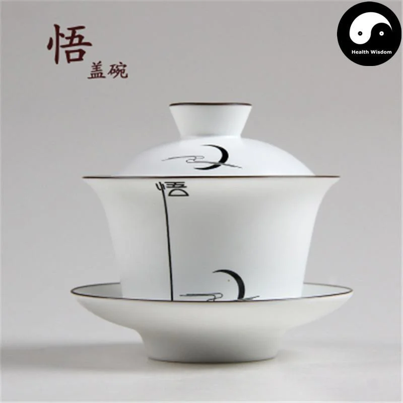 eco-friendly travel cups with lids-Ceramic Gaiwan Tea Cup 150ml 定窑盖碗