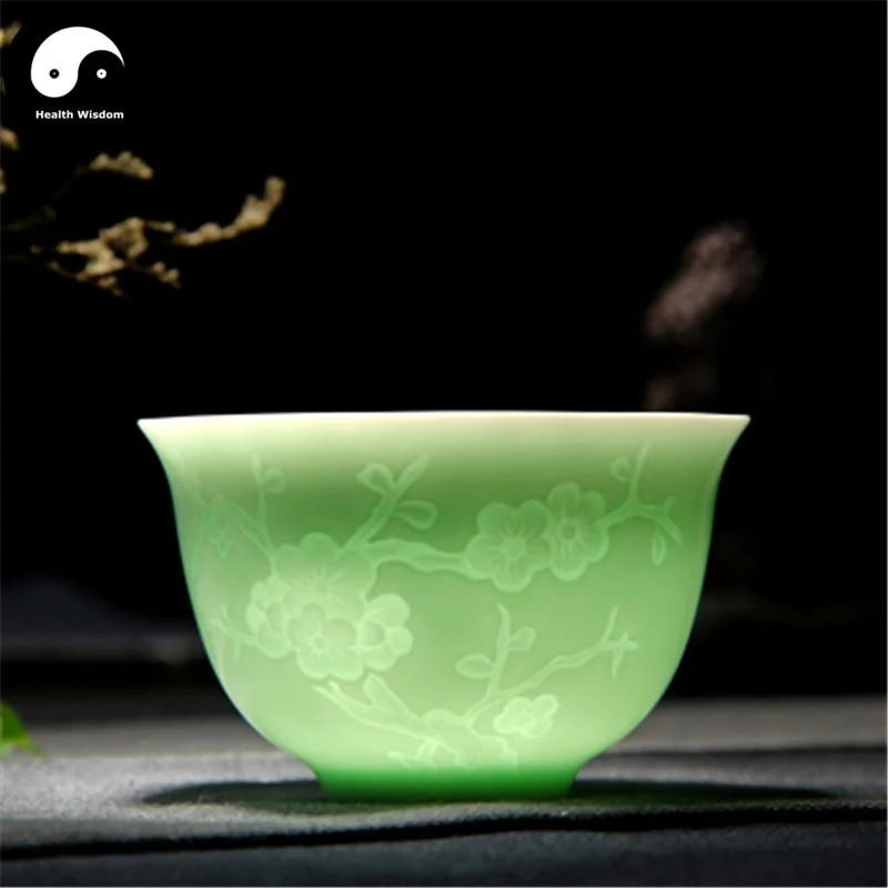 thermal coffee mugs for hot drinks-Celadon Ceramic Tea Cups 100ml*2pcs 梅