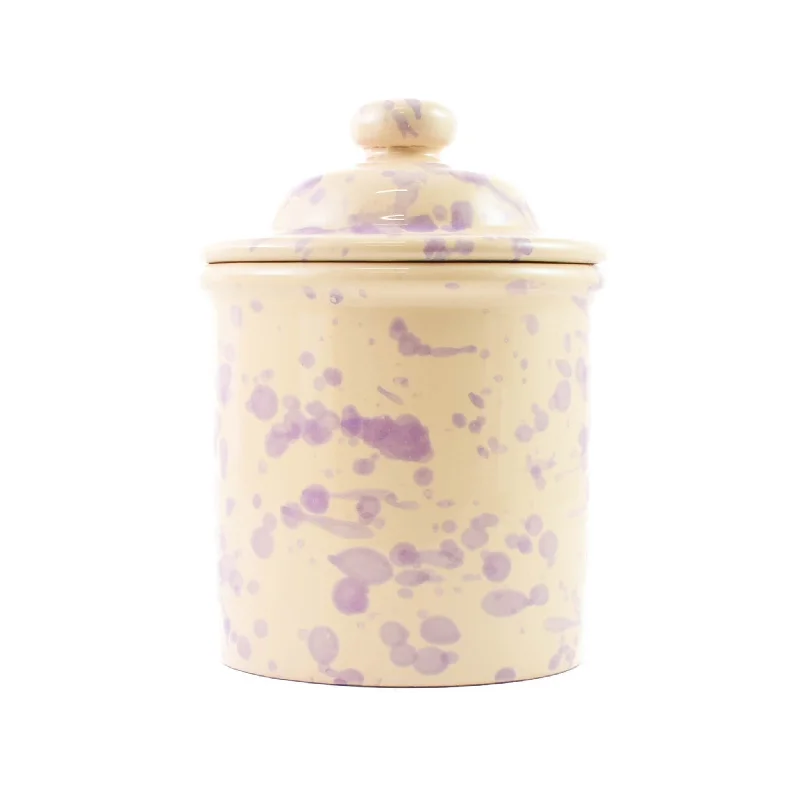 stylish dinnerware for outdoor gatherings-Puglia Lilac Splatter Storage Jar, 15cm