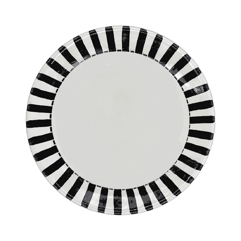 high-end dinnerware for special events-Black Stripes Dinner Plate